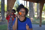 Brittany Jenkins and friends Dominque Davis and Sister Davis inspired a crowd of about 50 with inspirational music.